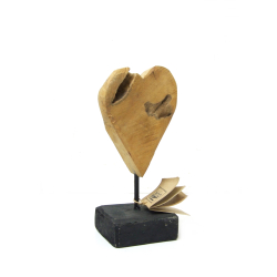 Serce z drewna tekowego Ozdoba na podstawie 26cm